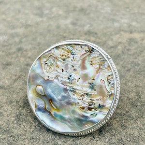 Mother of Pearl Ring: 925 Sterling Silver, Dainty Minimalist Design
