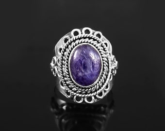 Natural Tanzanite Ring: 925 Sterling Silver Boho Handmade Jewelry