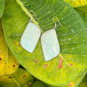 Green Jade Dangle Earrings: 925 Sterling Silver, Handmade Gemstone Jewelry