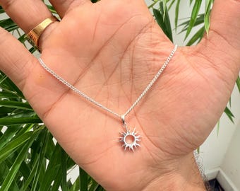 Sterling Silver Sun Pendant Necklace: Handmade Minimalist Jewelry | Gift for her