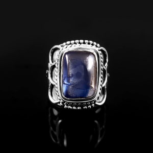 Blue Kyanite Sterling Silver Ring: Handmade Gemstone Statement Jewelry
