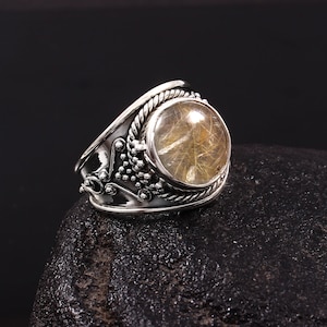 Handmade Sunstone 925 Sterling Silver Ring: Boho Gemstone Jewelry