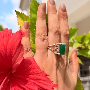 Green Onyx 925 Sterling Silver Solitaire Ring: Handmade Gemstone Jewelry