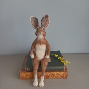 Needle Felted Hare/Felted Hare/Felted Jack Rabbit/Hare Sculpture/Rabbit doll/Handmade Hare