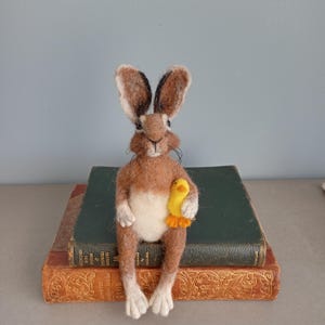 Needle Felted Hare/Felted Hare/Felted Jack Rabbit/Hare Sculpture/Hare Ornament/Rabbit doll/Handmade Hare