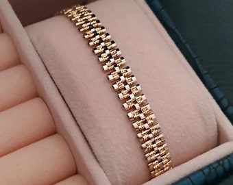 14k Gold Bracelet By Lovrin Jeweler, Stylish And Elegant Bracelet For Women, Massive Gold Bracelet, Gift For Her