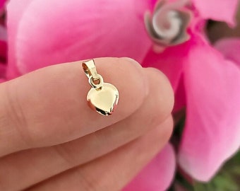 Gold 8k Heart Pendant By Lovrin Jeweler, Valentine Gift For Her, Small Heart Pendant, Simple Heart Pendant