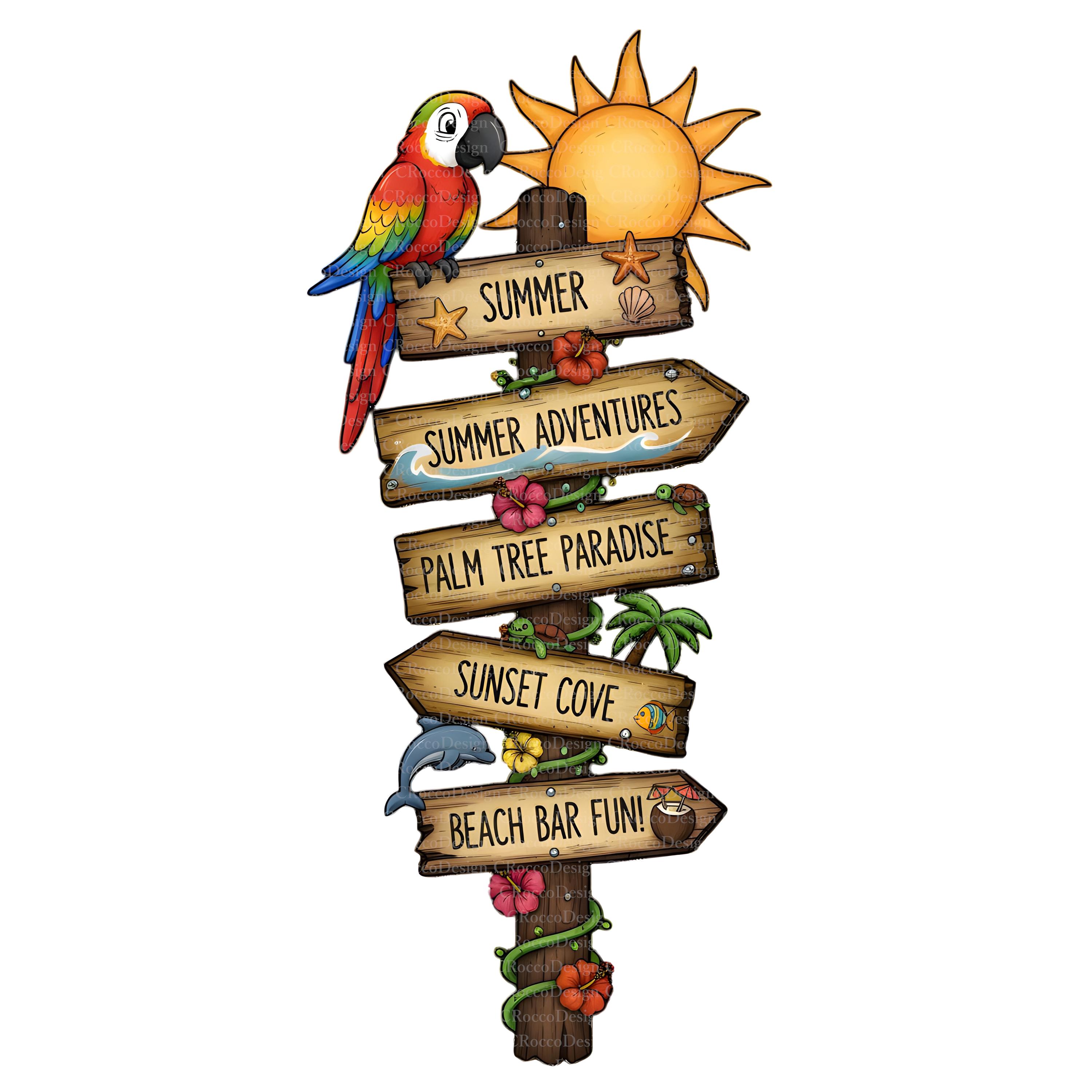 World. Sign Posts. Printable 20 Signposts to Paradise Clipart, Tropical Beach, Printable Art, High ...