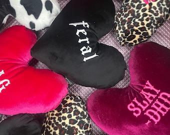 Custom Embroidered Mini Velvet Heart Shaped Cushion
