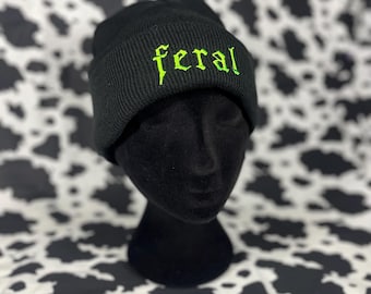 Custom Goth Text Embroidered Black Beanie