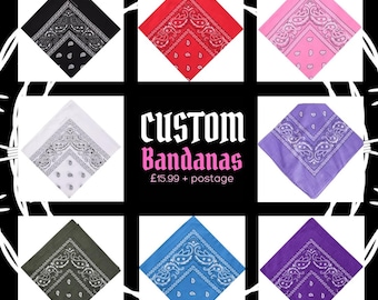 Custom Text Embroidered Paisley Bandana