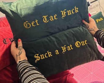 Red / Green Gothic Embroidered Velvet Cushion