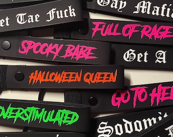 VARIOUS Black Faux Leather Vinyl Custom Goth Key Ring