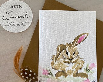 KEIN Druck original Aquarell HÄSCHEN Muttertag Geburtstag handgemalte Faltkarte Hase Glückwunsch Liebe Grüße fröhliche Ostern personalisiert