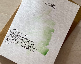 GEMEINSAME MOMENTE handgeschriebene WeihnachtsKarte Advent Besinnung Hoffnung Original Tusche personalisierbar Kalligrafie ChristBaum