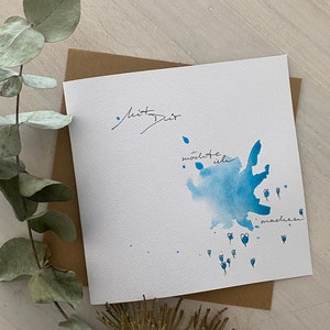 KEIN Druck VALENTINSTAG AquarellKarte handgemalt Mit dir möchte ich Blau machen LIEBE Leidenschaft Original Kalligraphie personalisierbar