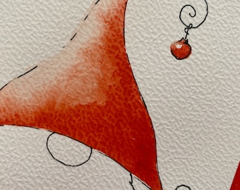 WICHTELWEIHNACHTSGRÜSSE handgemalte FaltKarte Weihnachten Original Aquarell signiert Advent personalisierbar Kalligrafie ChristBaumkugel