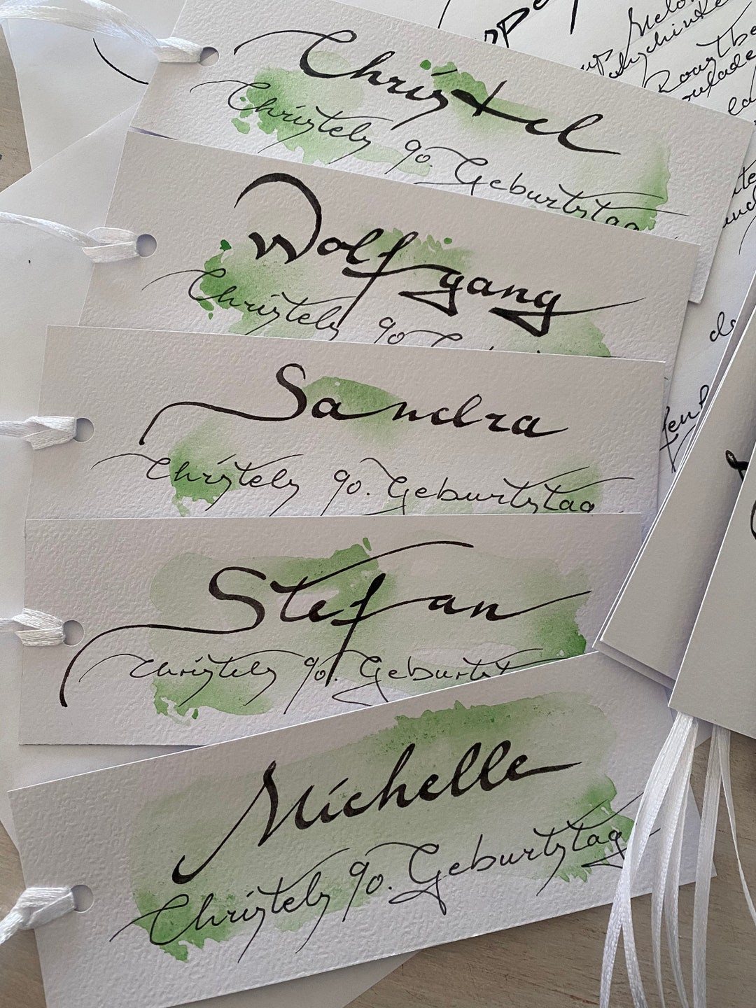 Bookmark Seating Card Place Card as BOOKMARK Pen Ink Handwritten Original Calligraphy Wedding ...