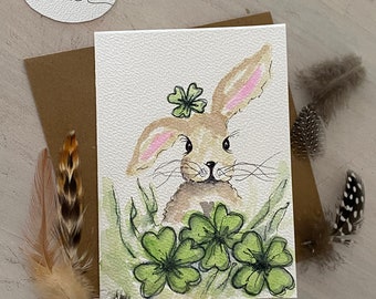 handgemalte Faltkarte zu OSTERN Original Aquarell signiert KEIN Druck Grußkarte Glückwunsch alles Liebe Grüße personalisierbar Kalligrafie