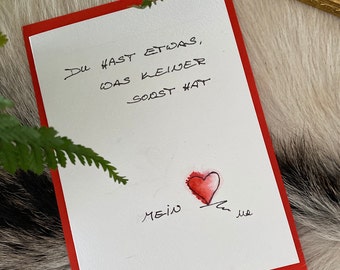 KEIN Druck LIEBE handgemalte Aquarellkarte Original Gruß Valentinstag Wünsche Partnerschaft Freundschaft personalisiert Kalligrafie signiert