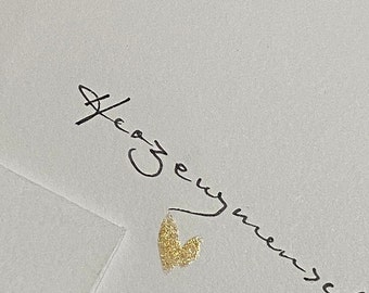 KEIN Druck 12 VARIATIONEN Valentinstag LIEBE handgeschriebene Karte modern Herz Gold Tusche Ehe Leben Original personalisiert Kalligraphie