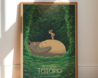 Vintage Anime Poster: Totoro Wooden Framed Art Print P0022