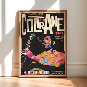 John Coltrane Vintage Jazz Concert New York 1961 Poster Print, Jazz Music Poster, Wooden Framed Unique Room Decor, Ready To Hang T0052