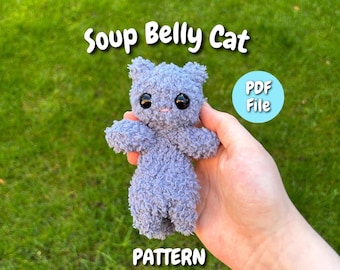 Schema all'uncinetto per gatto amigurumi con pancia da zuppa