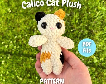 三毛猫の編みぐるみキーホルダー - かぎ針編みのパターン（PDF