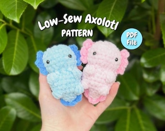 Low-Sew amigurumi axolotl crochet PATTERN
