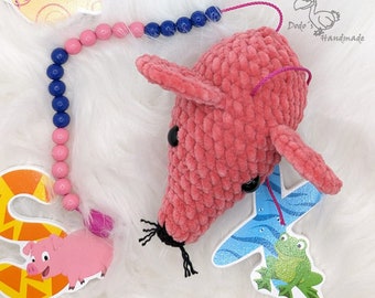 Ratón de cálculo, cadena aritmética tejida a crochet, personalización posible con nombre, regalo para la inscripción escolar, vuelta al cole, ayuda aritmética,