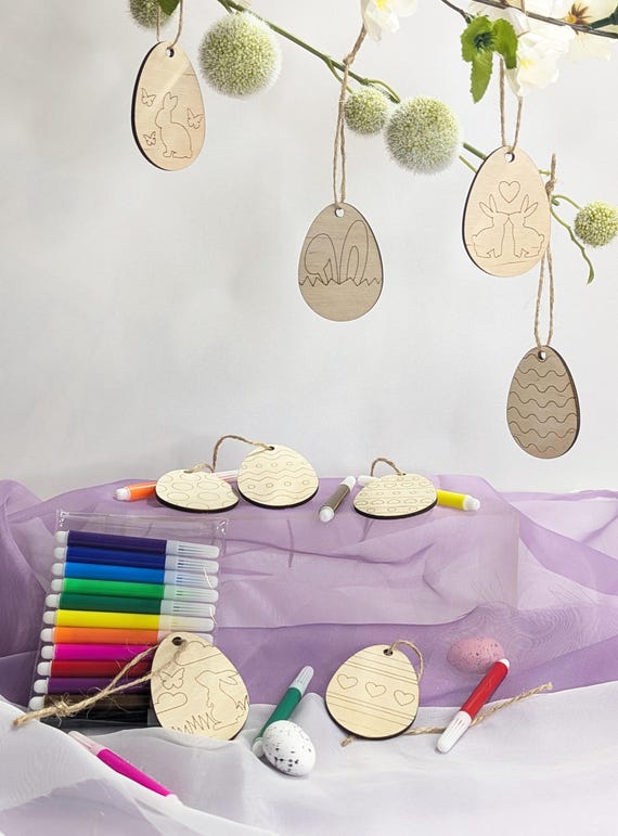 Osterdeko Basteln | Bastelset aus Holz | Geschenk DIY zu Ostern | Malset für Kinder | Osteranhänger basteln | DIY Geschenk Ostern