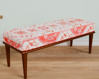 Accent bench, Luxury bench, Livingroom bench, Entrway bench, Upholstered bench, Bohemian bench, Rustic bench, Dining table bench,306-02