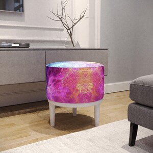 Pinky footstool, Laundry room seat, Indoor bench seating, Custom made pouf, Dining table chair, Round dressing stool, White bench legs, M-49