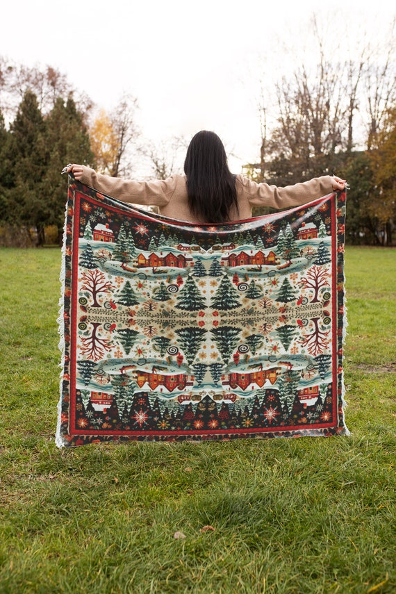 Winter blanket, Cuddle blanket, Reversible blanket, Decorative blanket, Snuggly blanket, Snowflake merry christmas, Plush lap blanket