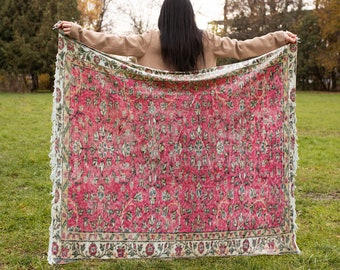 Pink soft blanket, Cozy blanket, Plush blanket, Handmade blanket, Kilim throw blanket, Lap blanket, cuddly blanket, Boho blanket