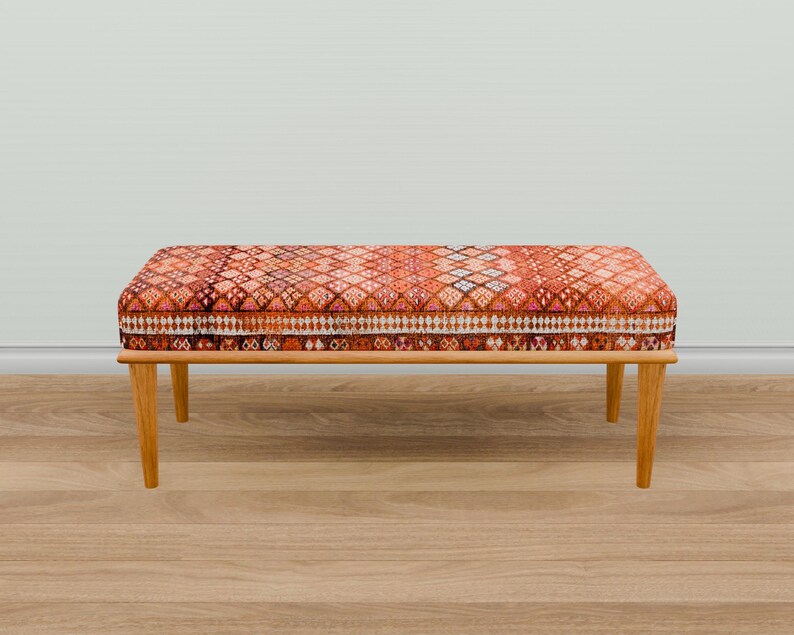 Blanket bench, Kilim pattern bench, Piano bench, Hallway bench, Upholstered bench, Keyboard bench, Mudroom bench, Elegance bench, 34-01