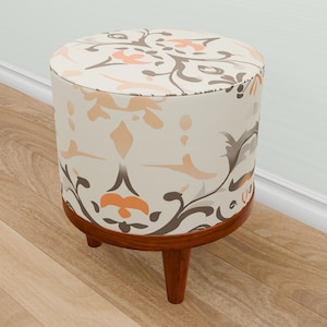 Neutral pouf stool, Vintage style pouf, Home decoration bench, Round mid table, Dining table stool, Ottoman seating, Elegant pouf stool, M-9