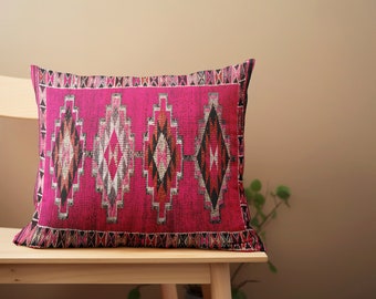 bedding pillow, pink rug pillow, throw pillow cover, traditional pillow, herki printed pillow, washable pillow, soft cushion, boho pillow