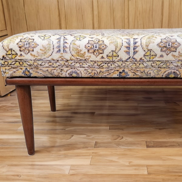 vanity bench, hallway bench, shoe bench, window bench, breakfast nook bench, upholstered bench, vintage rug design, piano bench, 311-01