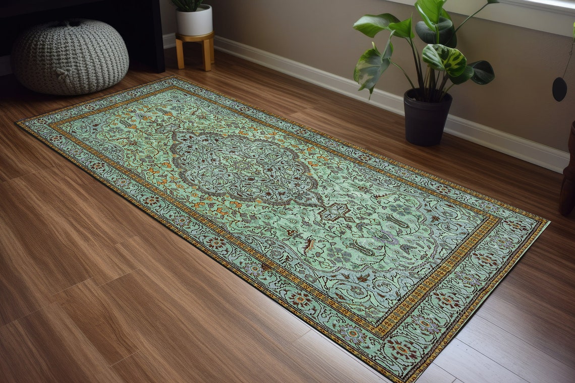 Green Country Rug, Primitive Rug, Under Rug Table, Rug for Bedroom, Pet ...