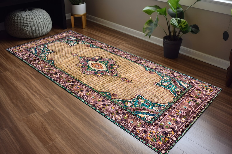 Pastel color rug, Oriental rug, Boho rug, Vintage inspired rug, Soft pile rug, Non slip rug, Multicolor rug, Living room rug, Classy rug