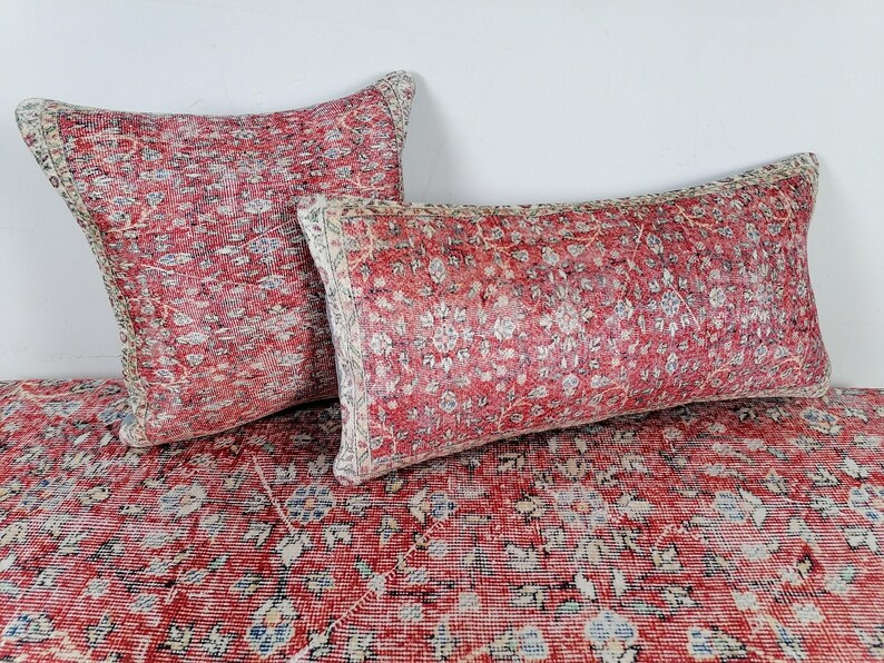 couch cushion, floral pillow case, pink lumbar pillow, bohemian pillow, botanical pillow, bench cushion, body pillow cover, armchair pillow image 5