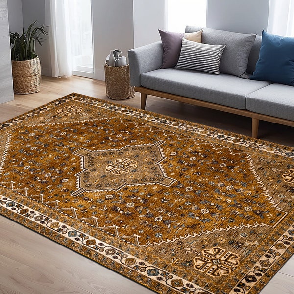 Camel turkish rug, Vintage pattern rug, Area rug, Washable rug, Print pattern rug, Gothic rug, Tribal rug 6x9 rug, Floor rug, Bedroom rug