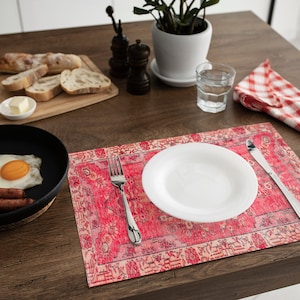 Fantasievolle Tischsets, schicke Chenille-Tischsets, türkisches Kelim-Geschirr, Kaffeetisch-Tischset, gedrucktes DesignTableware, rutschfeste Tischsets