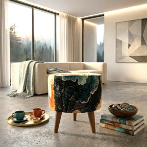Cloudy pattern pouf, Home decoration stool, Round floor table, Make up chair, Ottoman poufy bench, Strong footstool, Regular footrest, M-28