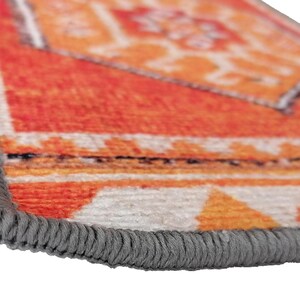 Easy clean rug, Stair mat rug, Treads cover, Soft turkish rug, Orange rug, Stair protector, Portable rug, Oushak runner, Stair runner rug