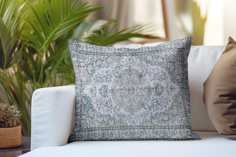 Pale Gray Medallion Case | Soft Print Throw Cushion | Detailed Room Pillowcase image 11