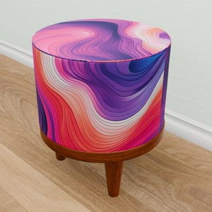Pinky footstool, Vibrant color pouf, Decorative footrest, Boho round seat, Ottoman mid table, Modern home stool, Regular pouf stool, M-123