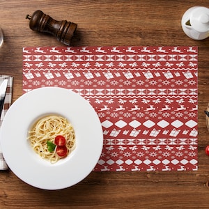 Ribbon Design Tableware, Gift Wrap Design Table Mats, Premium Quality Table Mats, Artistic Dining Table Setting, Vibrant Kilim Placemats